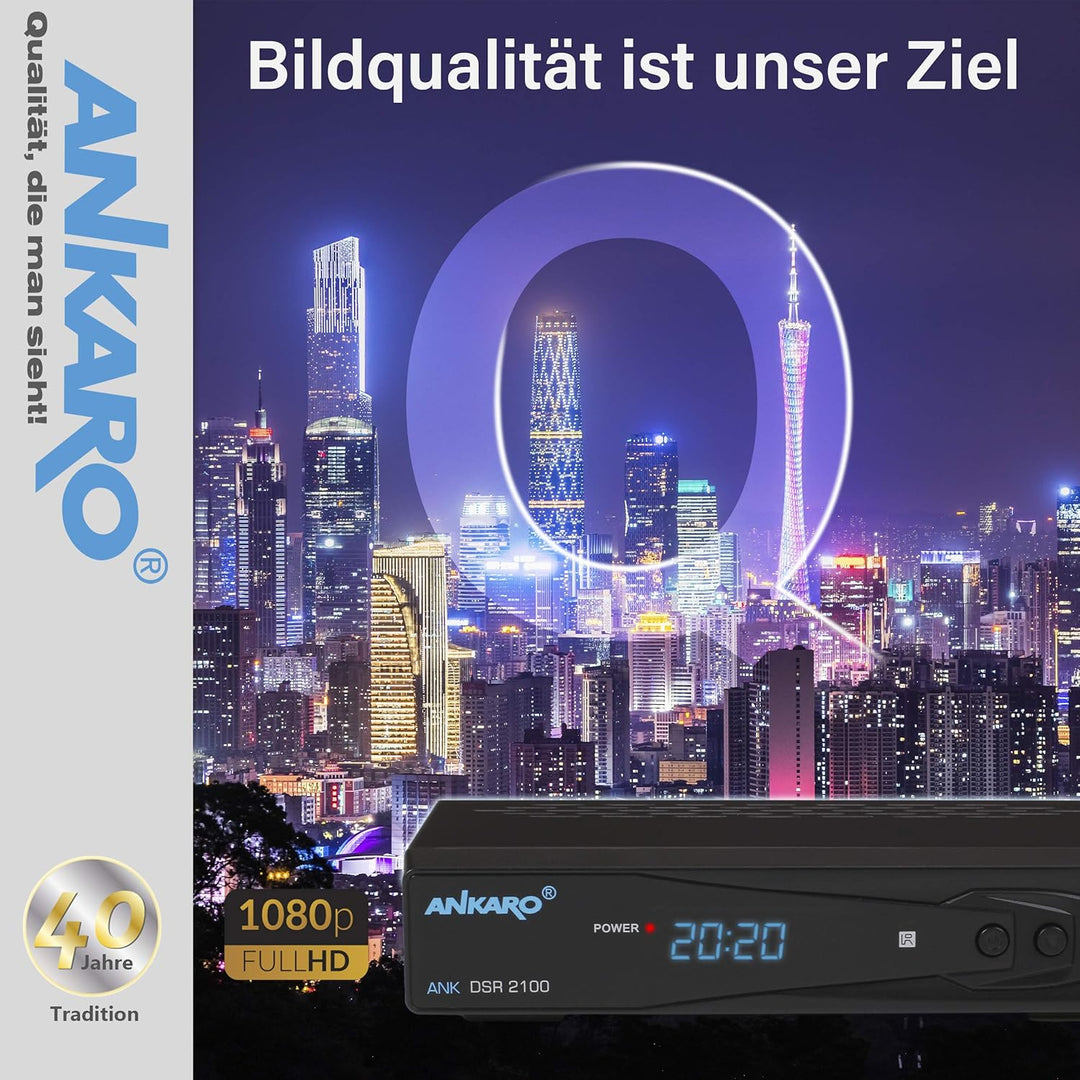 ANKARO DSR 2100 digitaler Full HD 1080p Satelliten Receiver schwarz mit USB Mediaplayer, Aufnahmefun