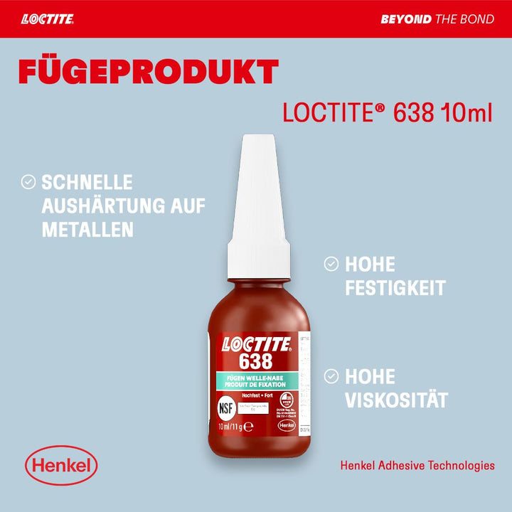 LOCTITE 638, hochfester Kleber für Welle-Nabe-Verbindungen, universell einsetzbarer Flüssigkleber fü
