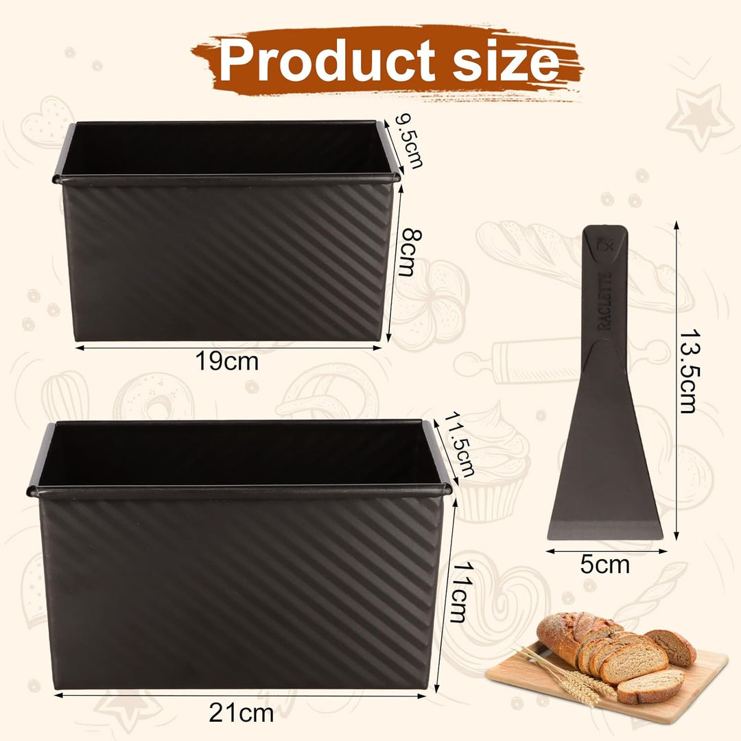 Mapille 2 Stücke Brotbackform mit deckel, Kohlenstoffstahl Antihaft Brot Toastform mit Belüftungslöc