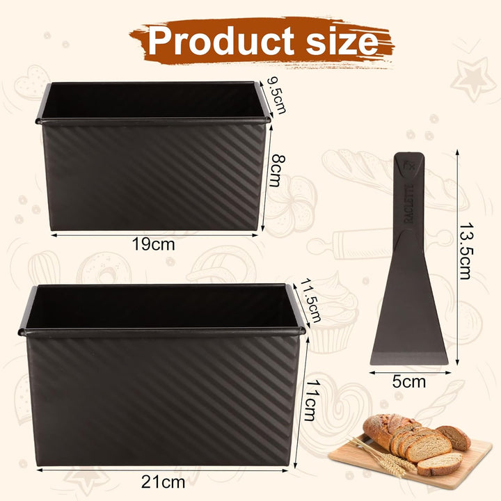 Mapille 2 Stücke Brotbackform mit deckel, Kohlenstoffstahl Antihaft Brot Toastform mit Belüftungslöc
