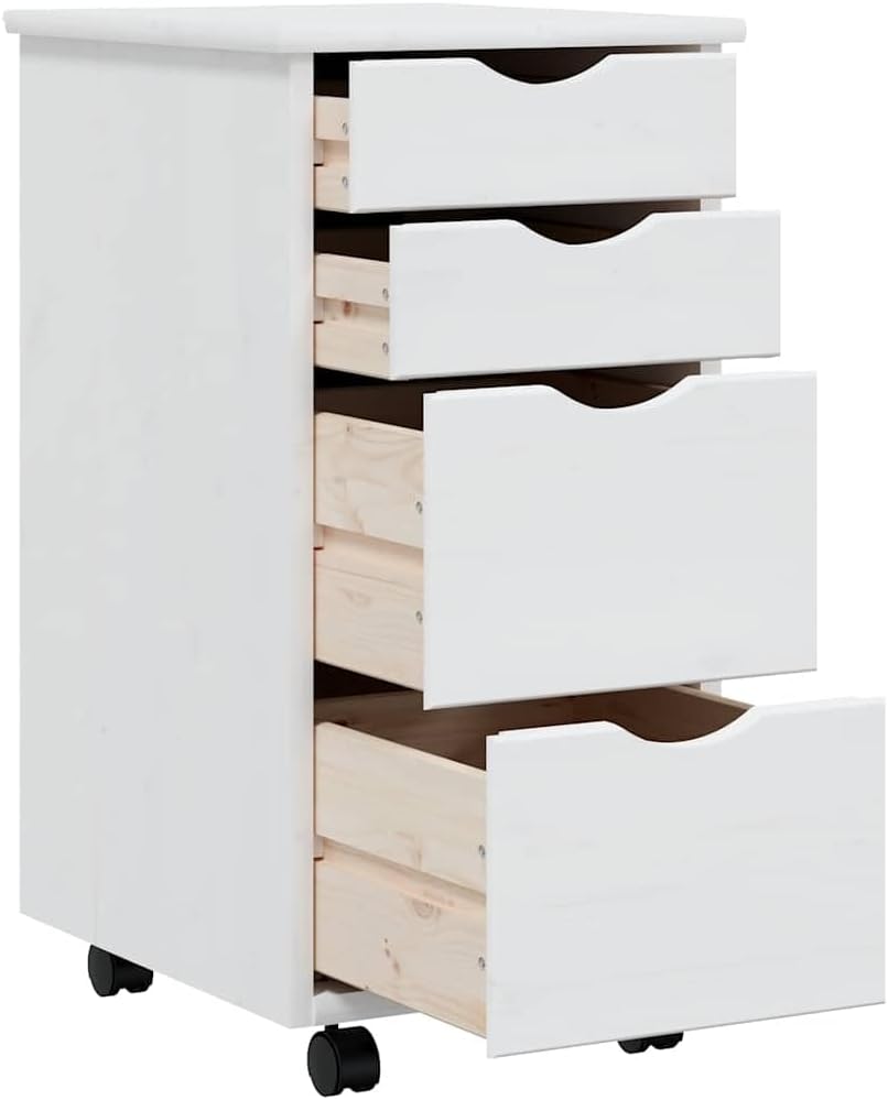 vidaXL Rollschrank, Rollcontainer mit 4 Schubladen, Kommode Schubladenschrank mit Rollen, Büroschran