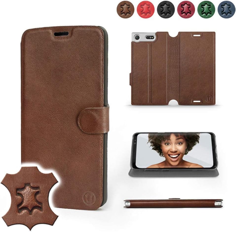 MOBIWEAR | Echt Lederhülle | Kompatibel mit Sony Xperia XZ1 Compact, Made in EU handyhülle, Slim Lea