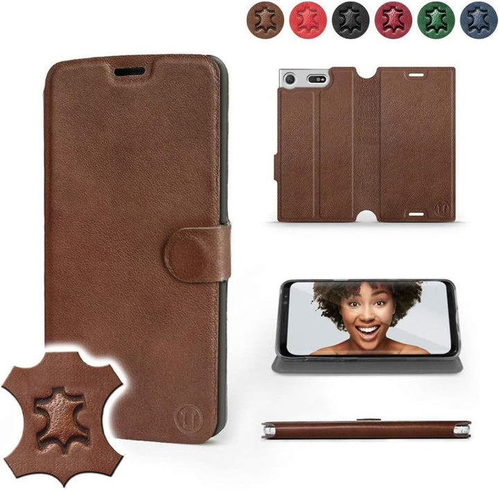 MOBIWEAR | Echt Lederhülle | Kompatibel mit Sony Xperia XZ1 Compact, Made in EU handyhülle, Slim Lea