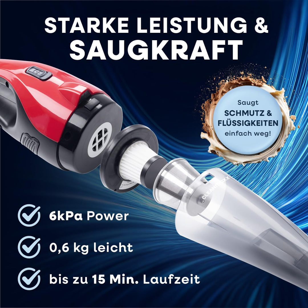 CLEANmaxx Akku Staubsauger - saugt nass & trocken | Handstaubsauger - kabellos & leistungsstark | mi