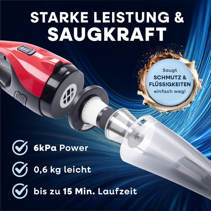 CLEANmaxx Akku Staubsauger - saugt nass & trocken | Handstaubsauger - kabellos & leistungsstark | mi