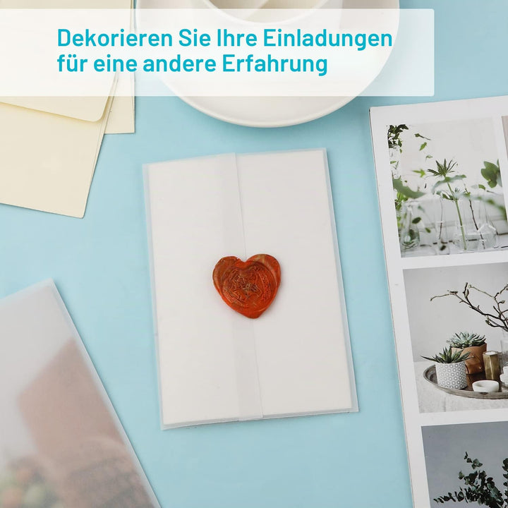 70 Stück Pergamentpapier für Einladungen, 13x18cm Vorgefaltet Vellum Paper Pergamenthüllen für Hochz