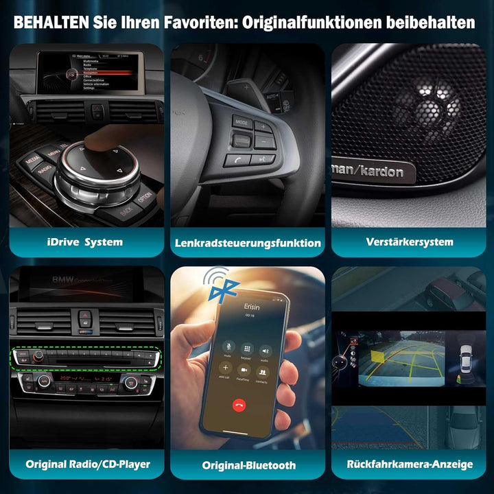 Erisin 8-Kern 4GB+64GB Android 12 Autoradio Bluetooth GPS Navi für BMW 3er F30 F31 F34 4er F32 F33 F