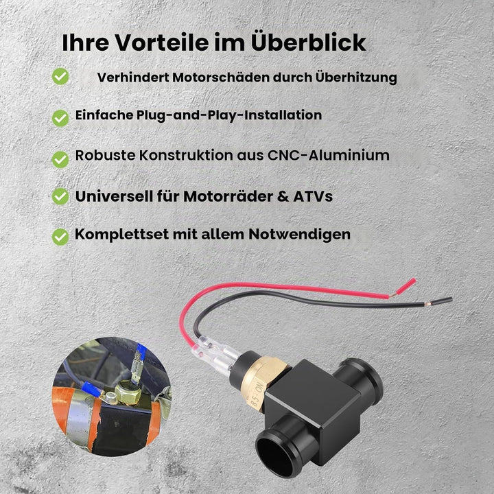 Aramox Thermostat Wasserkühler Temperaturschalter Kühlerlüfter Temperatursensor für Motorrad ATV Off