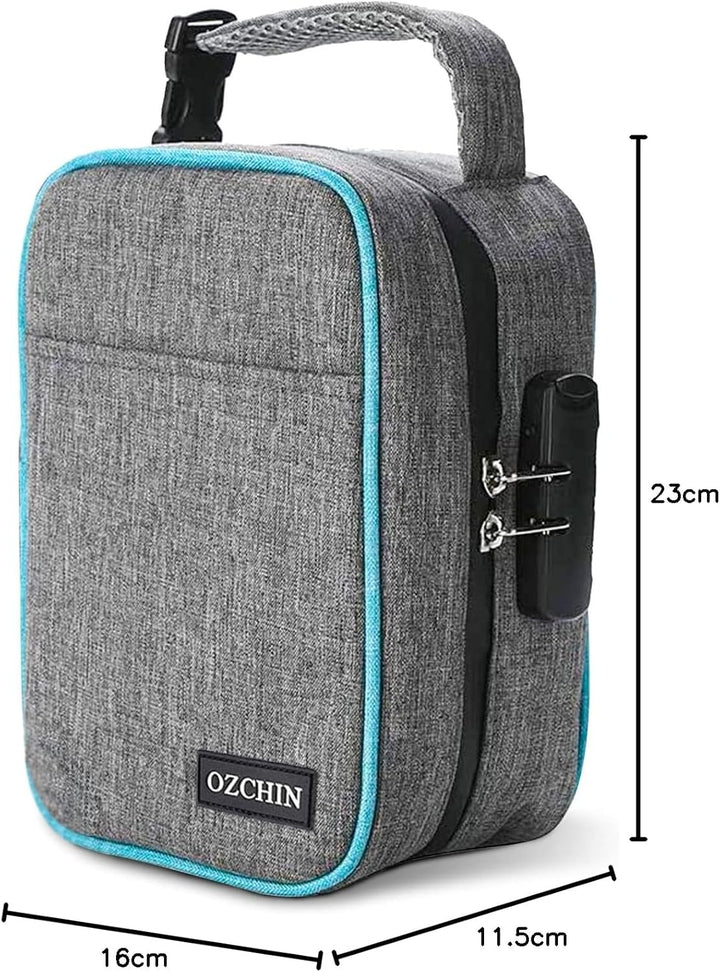 OZCHIN Geruchsdichte Tasche mit Zahlenschloss, abschliessbarer Boxbeutel, Reise-Aufbewahrungskoffer,