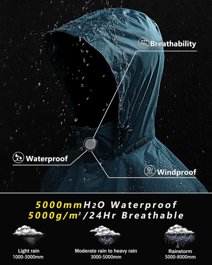 Outdoor Ventures Regenjacke Herren Wasserdicht Ultraleichte Dünne Faltbare Regenmantel Atmungsaktiv