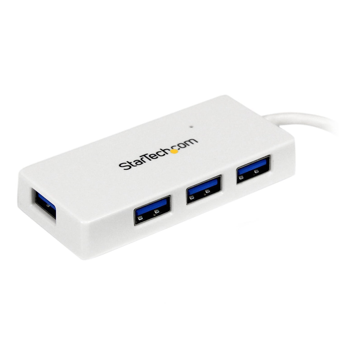 StarTech.com 4 Port USB 3.0 SuperSpeed Hub - Weiss - Portabler externer Mini USB Hub mit eingebautem