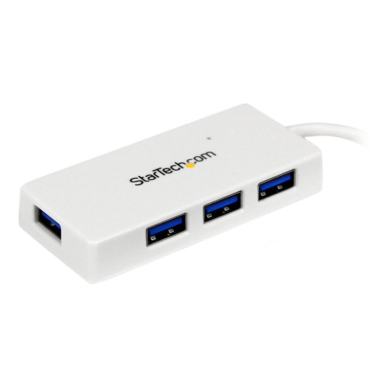 StarTech.com 4 Port USB 3.0 SuperSpeed Hub - Weiss - Portabler externer Mini USB Hub mit eingebautem