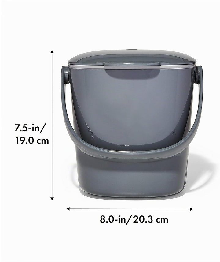OXO Good Grips Komposteimer grau – geruchsdichter Abfalleimer für die Küche – 2,8 l 2.8L Anthrazit,