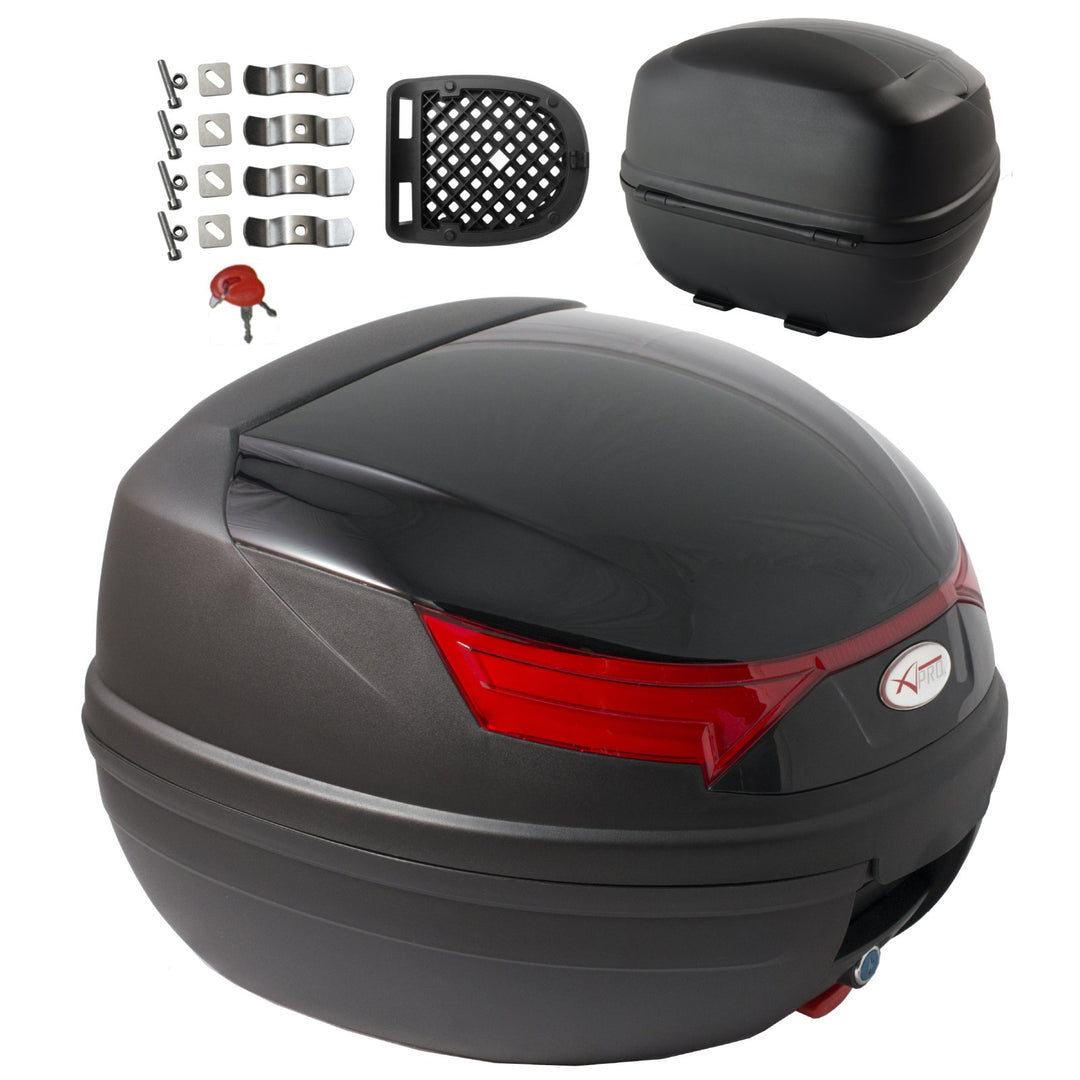 A-Pro Top Case Motorrad Bremsleuchten Top Box Koffer Motorrad Scooter Quad 32 L Schwarz, Schwarz