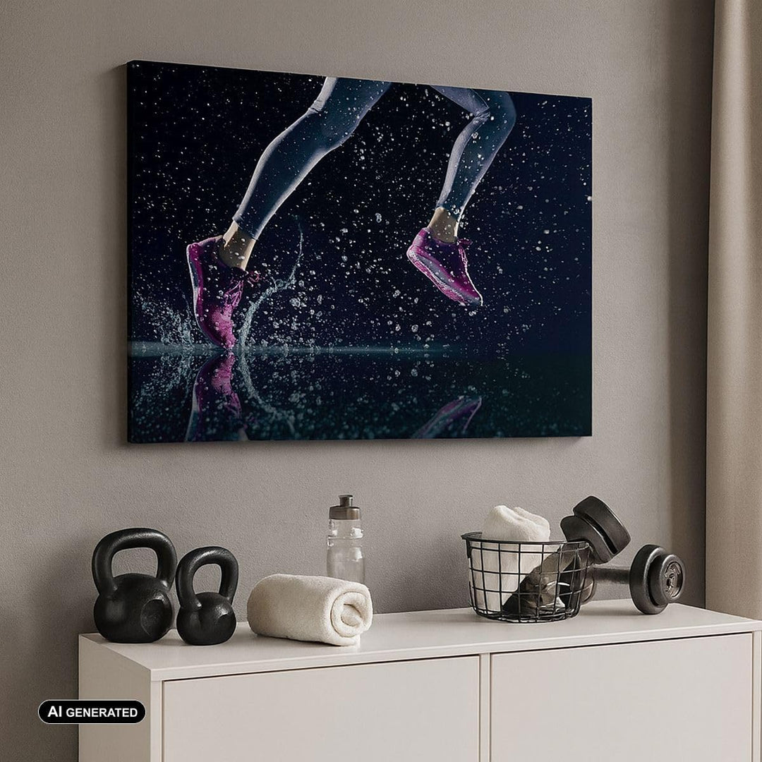 Bilder auf Leinwand 100x70cm Leinwandbild Laufen Lifestyle Leichtathletik Schuhe Gross Wanddeko Bild
