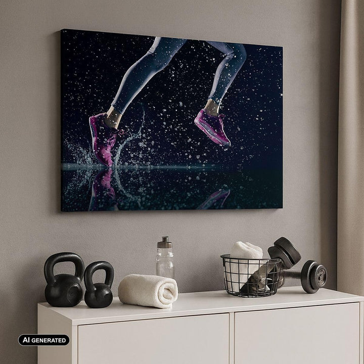 Bilder auf Leinwand 100x70cm Leinwandbild Laufen Lifestyle Leichtathletik Schuhe Gross Wanddeko Bild