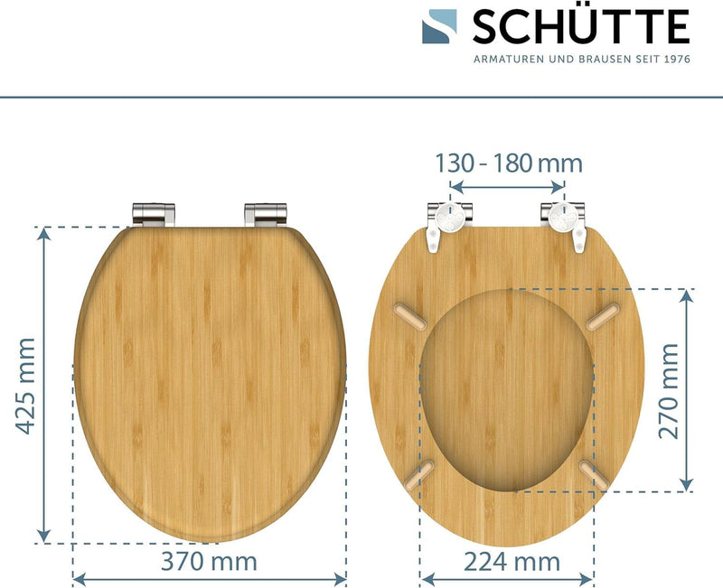 SCHÜTTE WC-Sitz BAMBOO mit Absenkautomatik, massiver Bambus Toilettendeckel, nachhaltiger Klodeckel