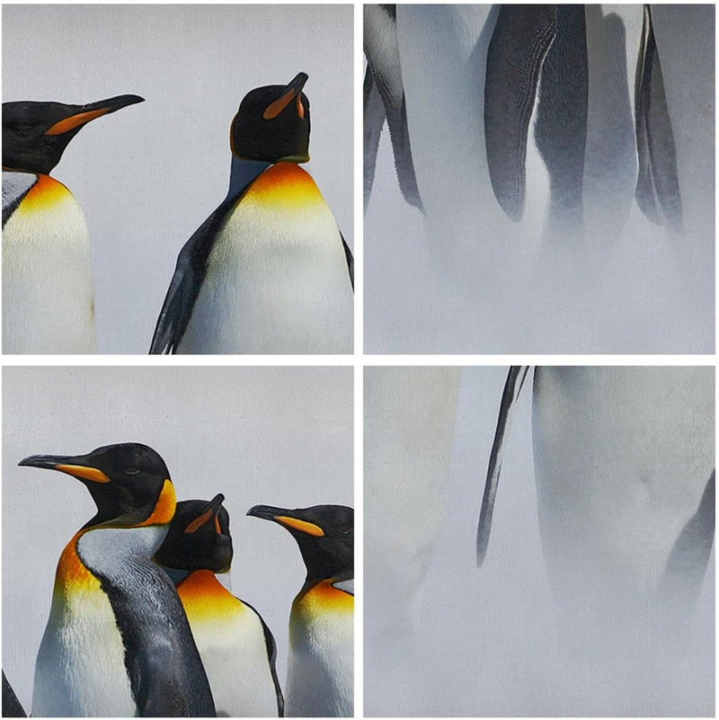 Wandbilder Dekoration Wohnzimmer Pinguine Winter Schnee Spaziergang Bilder auf Leinwand 120x50cm Lei