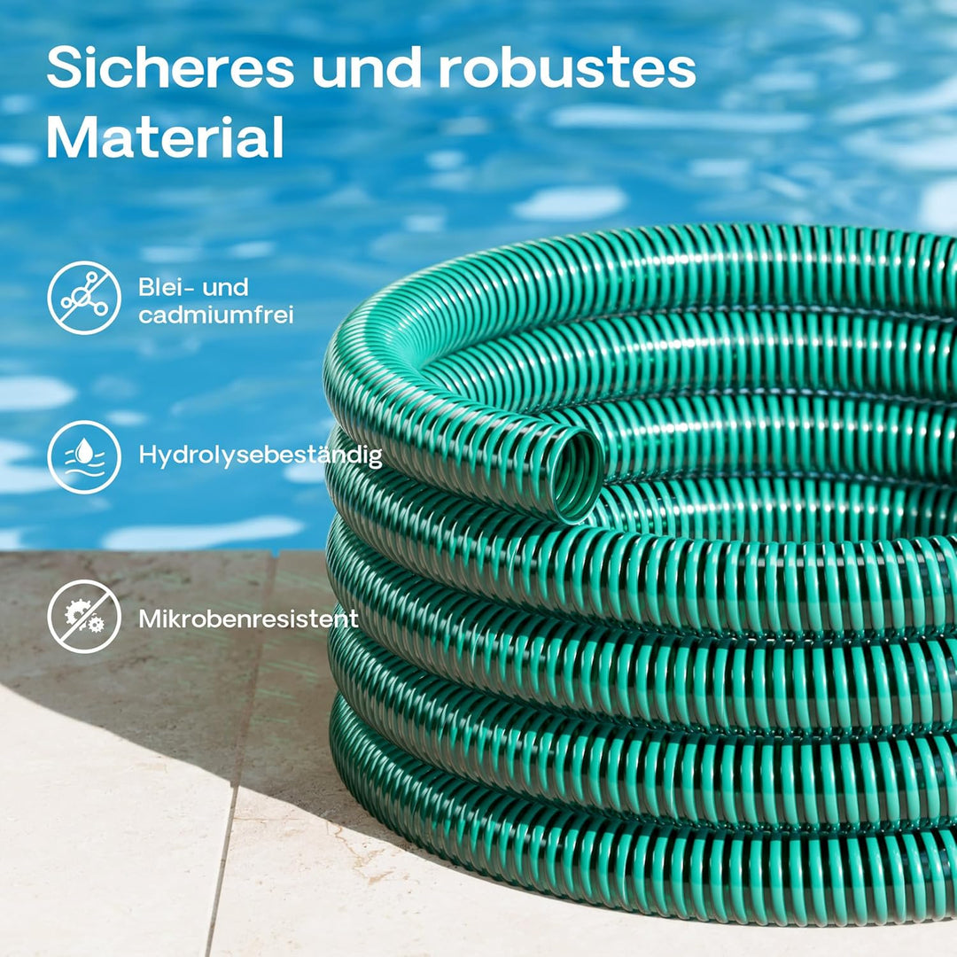 Wiltec Saugschlauch Druckschlauch 5m, flexibel, 40mm (1 1/2") grün - Made in Europe, zum Anschluss a
