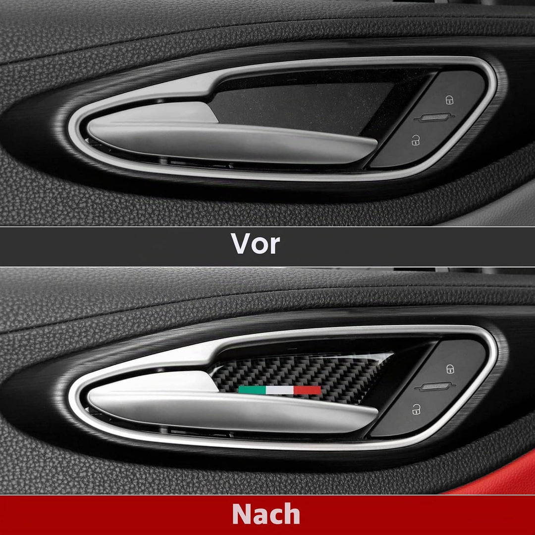 4PCS Kohlefaser Aufkleber Innentür Abdeckung Dekoration Aufkleber kompatibel mit Alfa Romeo Giulia S