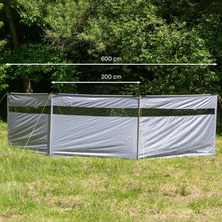 Skandika Windschutz Bora 4,5 m / 6 m | Camping Sichtschutz mit Stangen, stabil, sturmfest, ohne Bohr