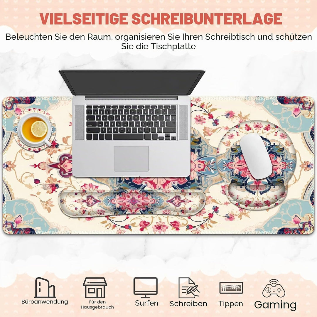 Gaming-Mauspad, grosse Schreibtischunterlage, niedlicher Schreibtischunterlage, 4-in-1 XXL-Mauspad +