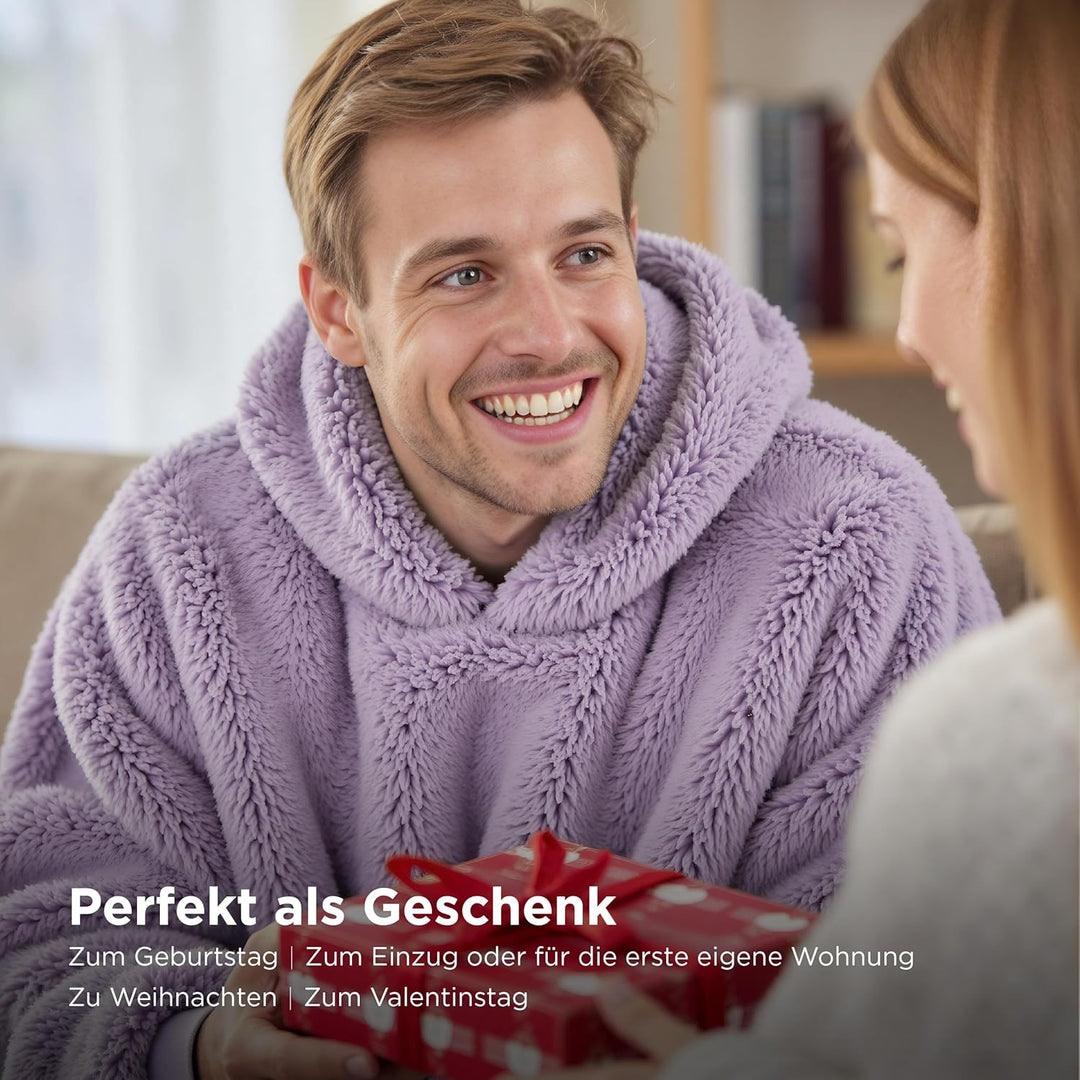 BEDSURE Hoodie Decke mit Ärmeln Kuschelpullover - Tragbare Decke zum Anziehen Erwachsene Lavendel, W