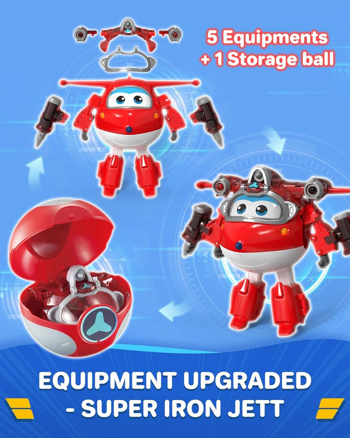 Super Wings EU760963 - Transforming Jett & Steel Power Ball, ca. 12,7 cm grosse verwandelbare Spiel-