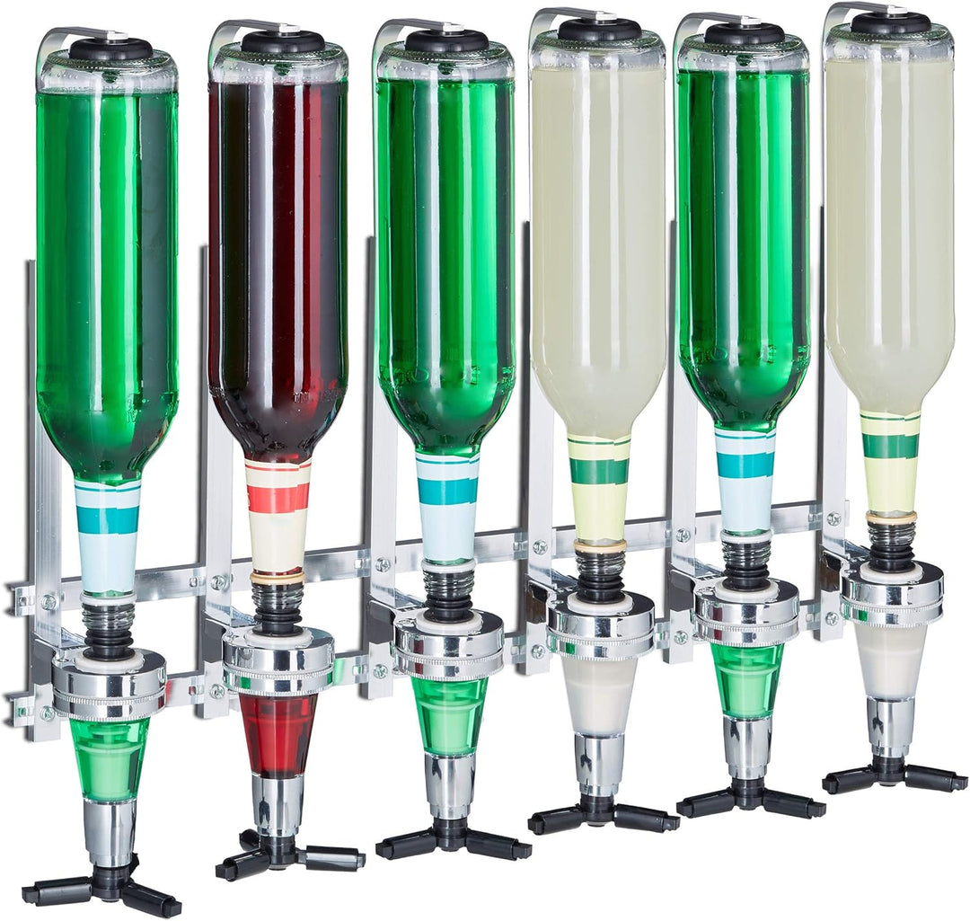 Relaxdays Barbutler Wand, Portonierer für 6 Flaschen, Profi Portionierer 3 cl, Bar Accessoire, HBT: