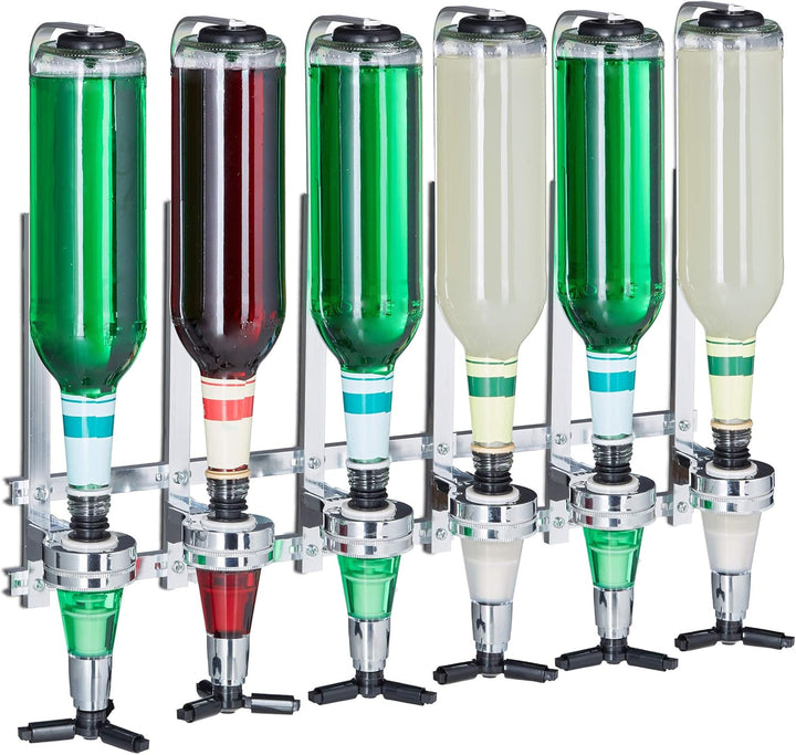 Relaxdays Barbutler Wand, Portonierer für 6 Flaschen, Profi Portionierer 3 cl, Bar Accessoire, HBT: