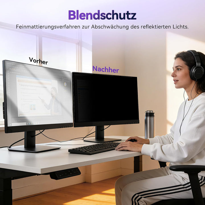 IPROKKO 23.8 -Zoll Magnetischer Blickschutzfilter für 16:9 Monitor, Abnehmbarer Sichtschutz Anti Bla