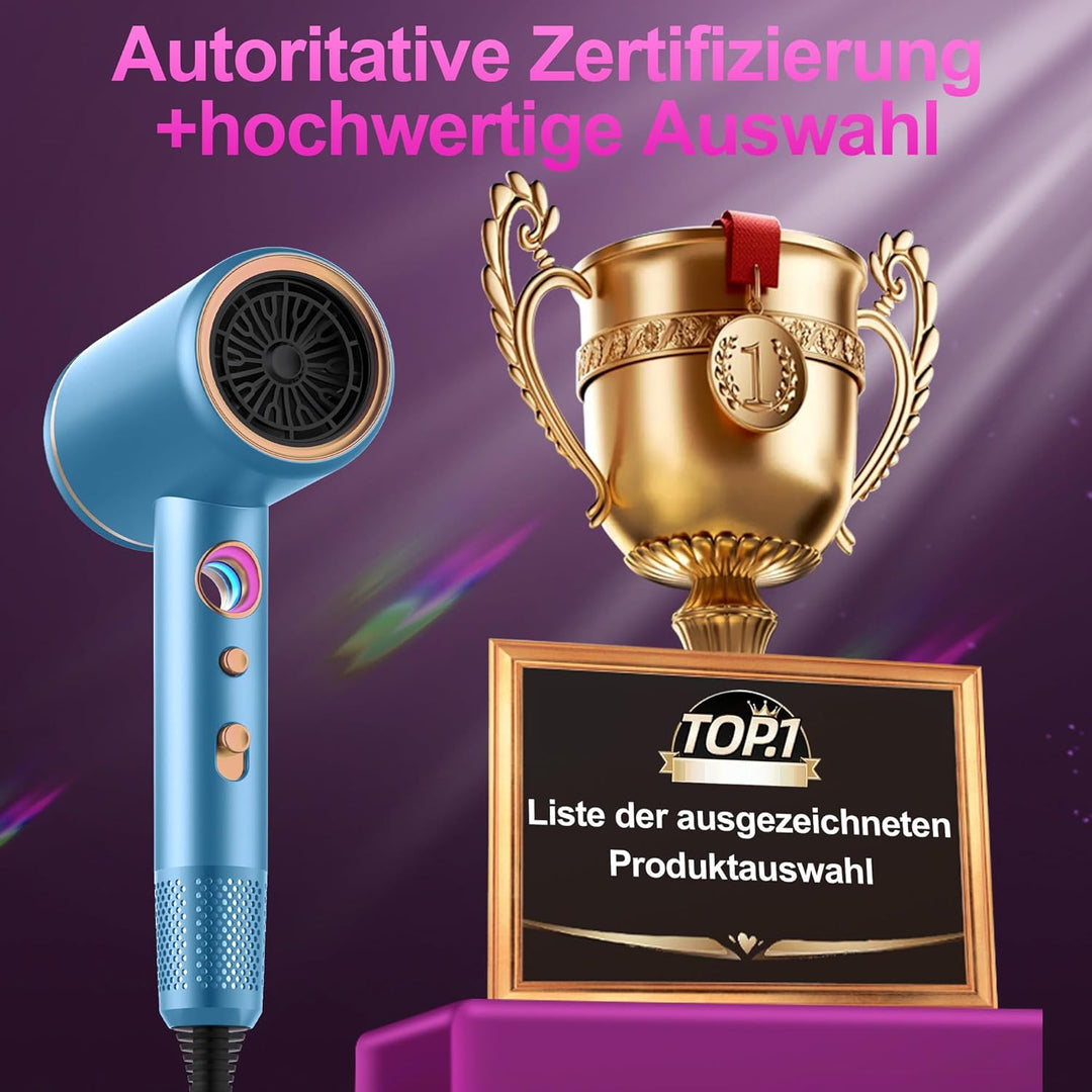 Tisoutec Föhn,Fön,Haartrockner Profi Ionen mit AC Motor 2400W Reisefön Diffusor|Haarfön 4-in-1|Heiss