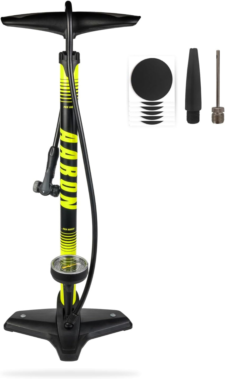AARON Sport One – Fahrradpumpe für alle Ventile mit Manometer - Standpumpe für Rennrad, E-Bike, Moun