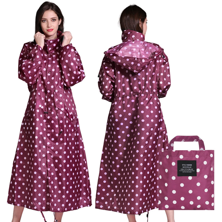 LAMA Stilvoller langer Regenmantel Unisex Regenponcho mit Wasserdichte Pattentasche Kapuze Tunnelzug