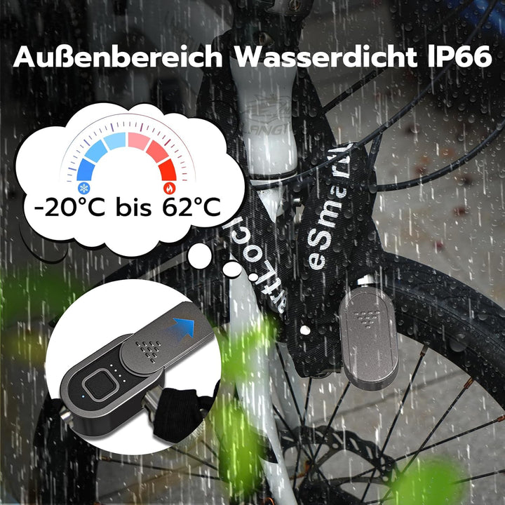 Eseesmart Fahrradschloss Fingerabdruck mit Schlüssel, 8mm 1000mm Lange Kettenschloss Fahrradschloss