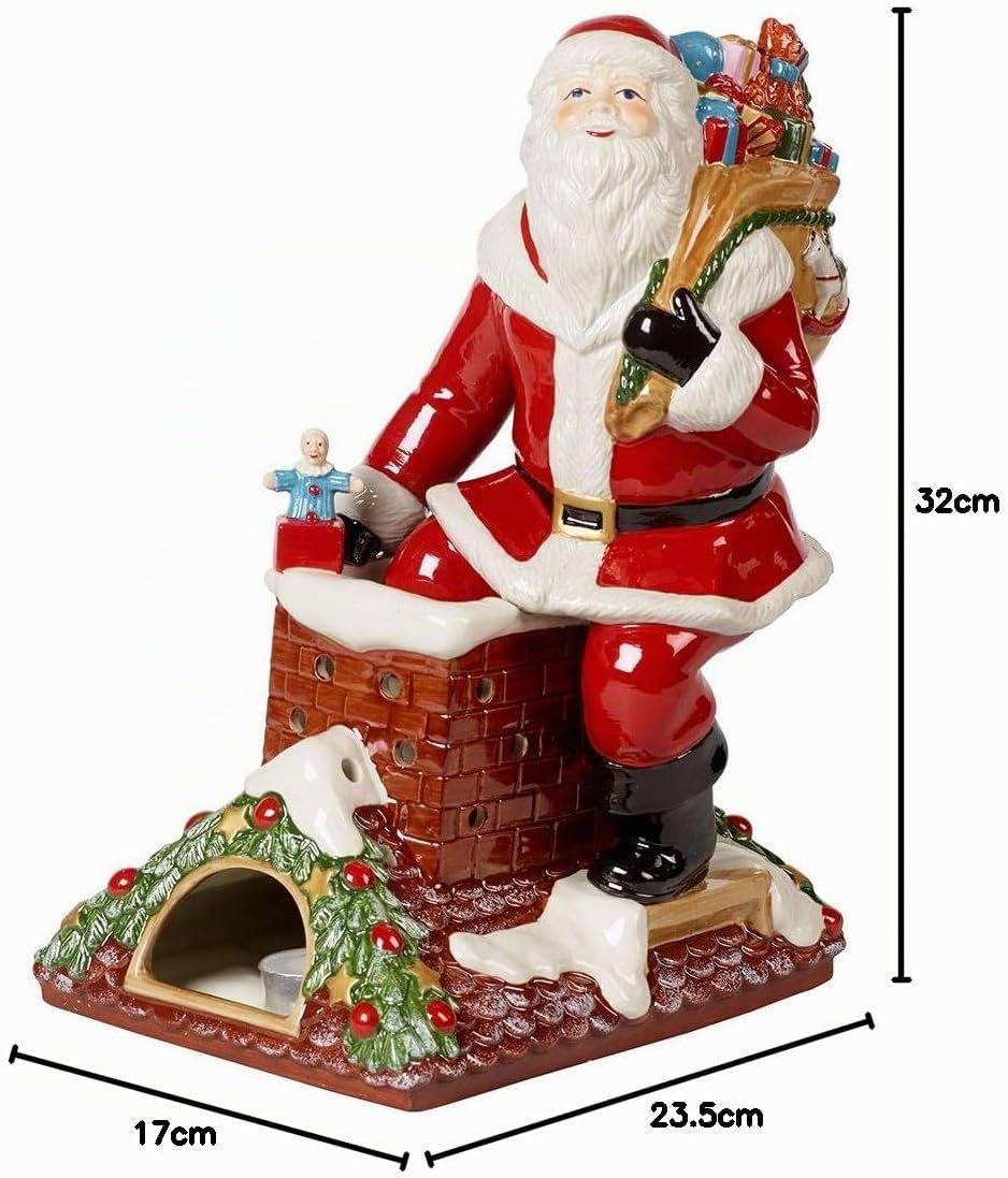 Villeroy und Boch Christmas Toys Memory Santa auf Dach, dekorative Weihnachtsmann-Figur aus Hartporz