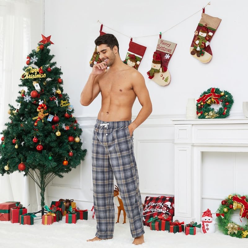U2SKIIN Pyjamahose Herren lang kariert Schlafhose Schlafanzughosen für Herren Fleece Pyjama Hosen Na