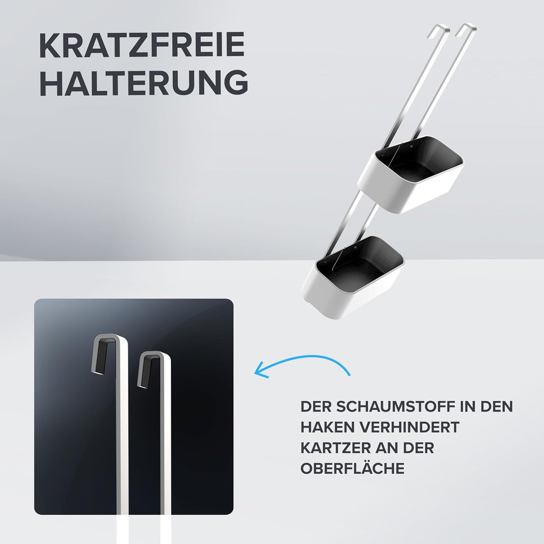 Duschablage Vanas in silber als Badezimmer Organizer ohne Bohren | 2 stöckiger Duschkorb zum Hängen