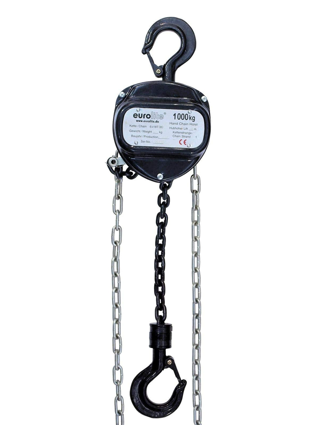 EUROLITE Kettenzug 10M/1.0T schwarz | Flaschenkettenzug als Aufbauhilfe