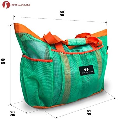 Red Suricata Ra-rso-lamebeba1 Netz-Strandtasche Türkis/Orange, Türkis/Orange