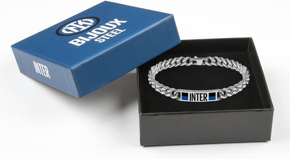 F.C. Internazionale Armband Stahl, Herren, Schwarz Blau Stahl, Taglia Unica, Edelstahl, Kein Edelste