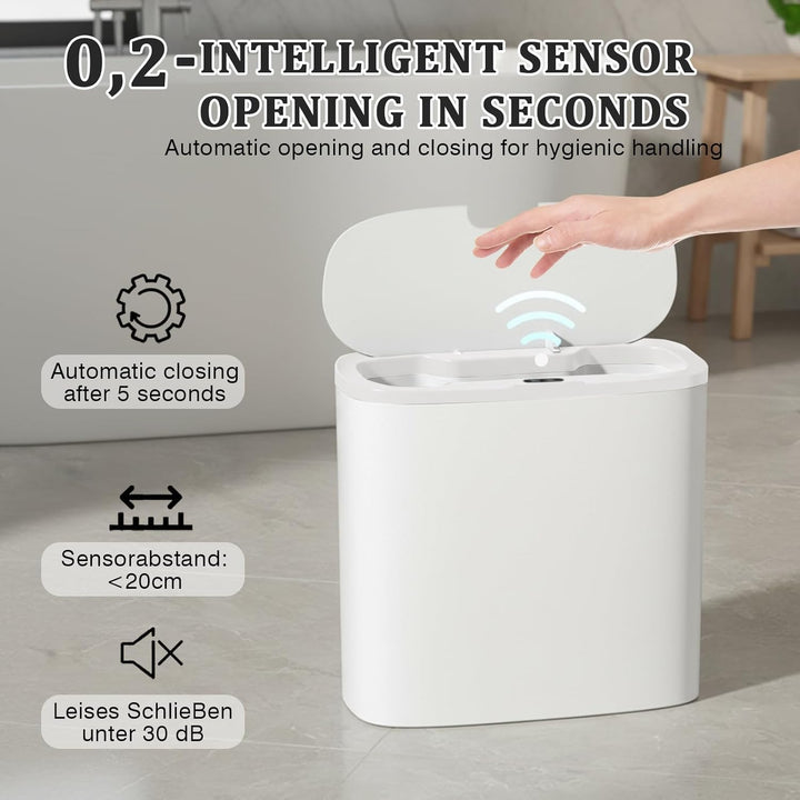 Automatischer Mülleimer 12L mit Sensor – Wandmontage & Freistehend, Elektrischer Abfalleimer mit Dec