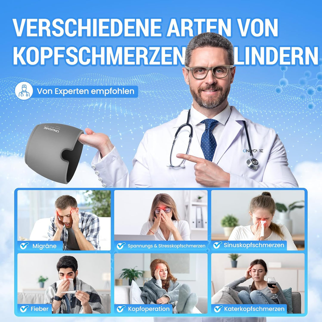 ONLYCARE Mütze Migräne Relief Cap, Headache Relief Hat Kühlmaske Kühlmütze Kopfschmerzen Maske Kühlh