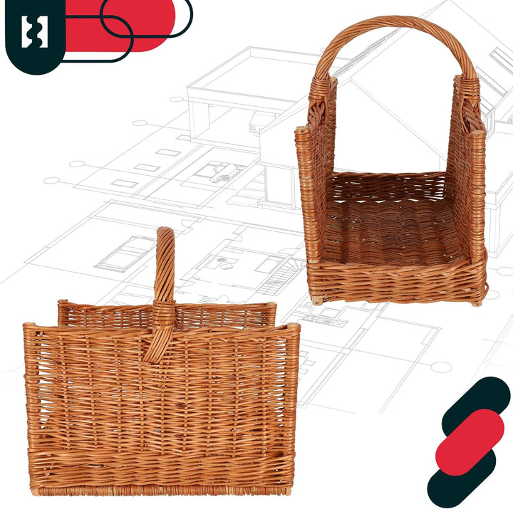 KOTARBAU® Weidenkorb für Brennholz - 45 x 29 x 45 cm - Holzkorb für Kaminholz - Erntekorb - Kaminhol