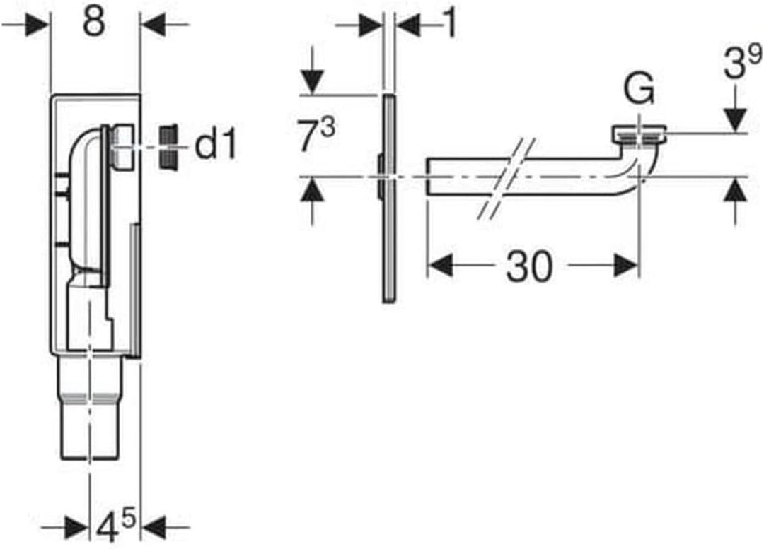 Geberit 151.120.11.1 Unterputz Siphon, für Waschbecken, Anschlussstück, weiss alpin