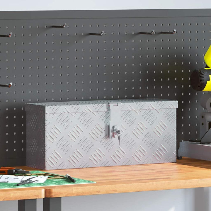 vidaXL Aluminiumkiste Silbern Alubox Aluminiumbox Transportkiste Alukoffer 48.5 x 14 x 20 cm Silber,