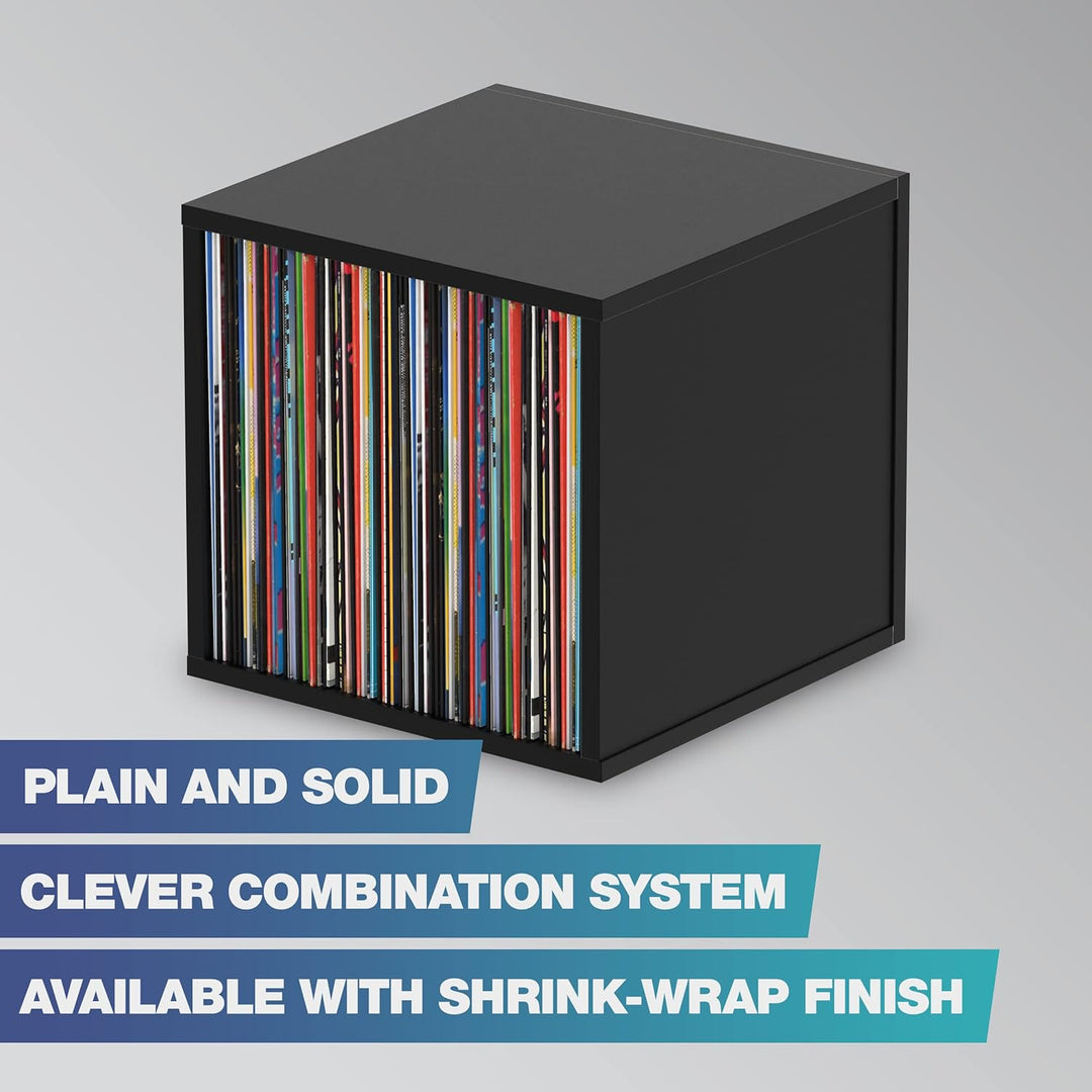 Glorious Record Box black 110 - bis zu 110 Platten im 12''-Format, Problemlos stapelbar, optisch abg