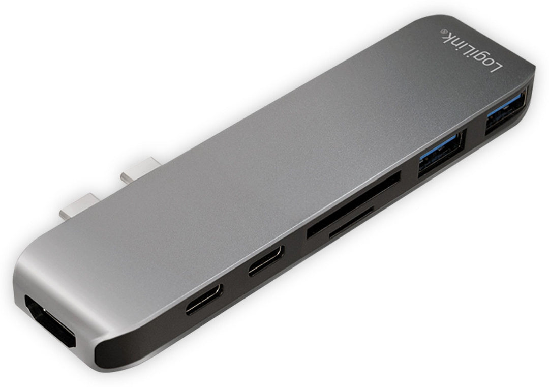 LogiLink 7-in-1 Multifunktions Hub (Type USB-C) mit PD (Power Delivery), Aluminium-Legierung, UA0302