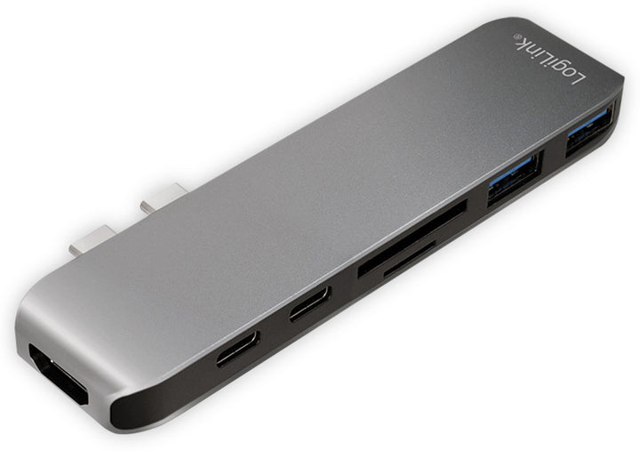 LogiLink 7-in-1 Multifunktions Hub (Type USB-C) mit PD (Power Delivery), Aluminium-Legierung, UA0302