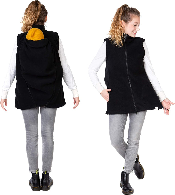Viva la Mama - Trageweste aus Fleece, Winter Zusatzweste für Tragejacken - RERIK S schwarz - vorn un